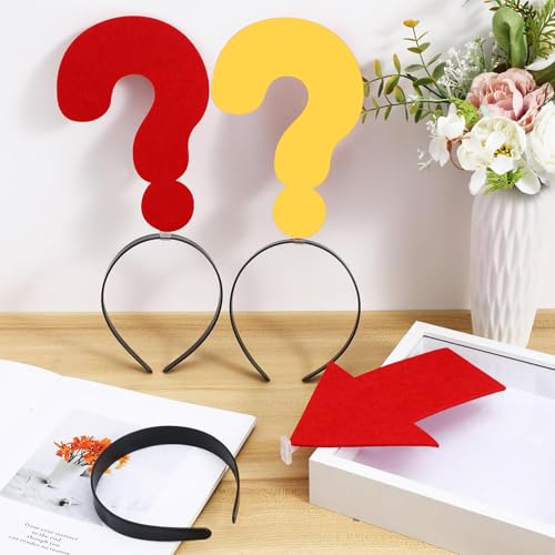 2Pcs Funny red heart headbands Set for Concerts, Halloween, Cosplay & Photo Props - Soft Stretchy Headbands - color: Question Mark Headband 2