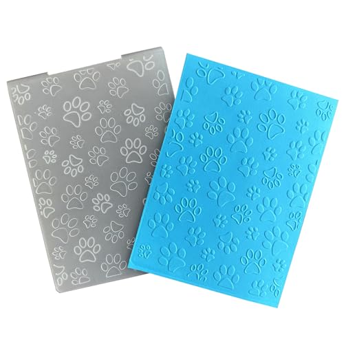Pet Dog Paw Print Background Plastic Embossing Folders for Card Making Cat Paw Prints Scrapbooking Plastic Template Photo Album Card Paper Handmade DIY Craft Decoration Template Molds - color: pawprints background
