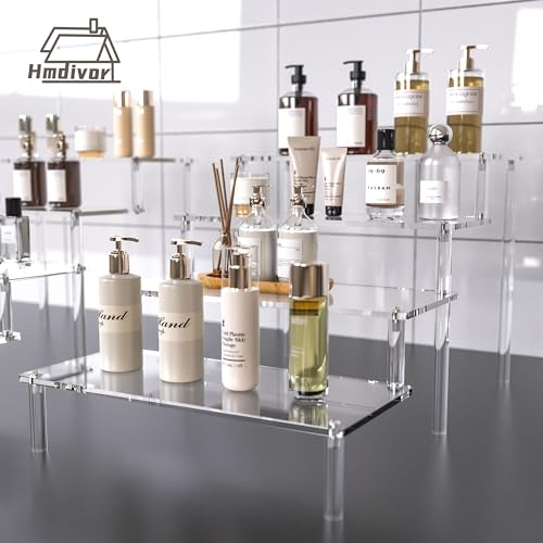 Acrylic Risers for Display 1 Pack 4 Tier Acrylic Display Risers Perfume Stand, Clear Cupcake Display Stand Holder for Perfume Figures Cupcake Dessert 9 IN