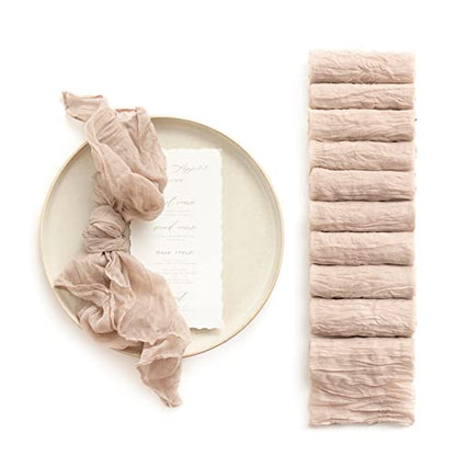 Ling's Moment Luxury Cloth Wedding Napkins - 19x19 Inch Reusable Cheesecloth Linen Napkins for Wedding Reception, Bridal Shower, Dinner Table - Washable, Durable (Set of 10), [Warm Sand] - color: Wht-warm Sand