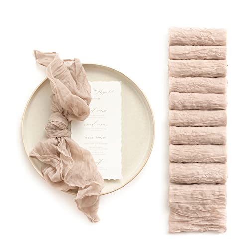 Ling's Moment Luxury Cloth Wedding Napkins - 19x19 Inch Reusable Cheesecloth Linen Napkins for Wedding Reception, Bridal Shower, Dinner Table - Washable, Durable (Set of 10), [Warm Sand] - color: Wht-warm Sand