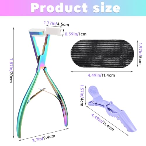 Tape in Hair Extension Tools Kit,Flat Surface Sealing Hair-Extension Plier,Hairs Extension Tape,Hair Gripper Sticker,Hair Clips,Hair Parting Ring,Hair Extensions Styling Tools