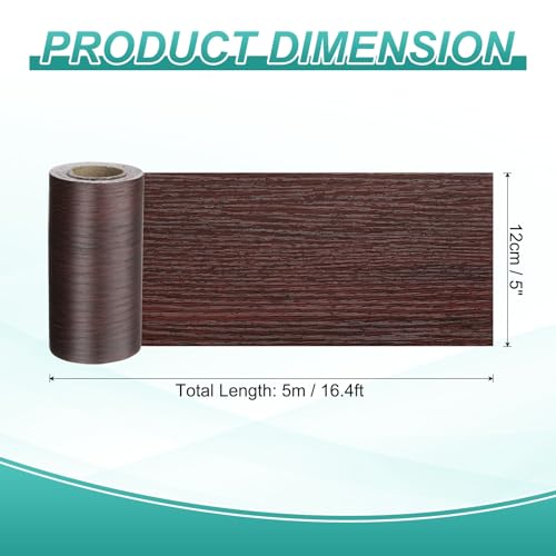 HARFINGTON Wood Grain Wallpaper Border 5" x 16.4ft PVC Self-Adhesive Textured Frame Sticker Waterproof Wall Decorative Wallpaper for Floor Door Table Cabinets Desk, Red Wood - color: Red Wood, size: 5" x 16.4ft