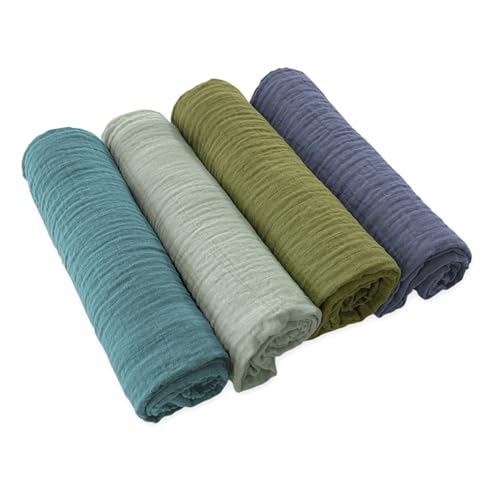 SwaddleDesigns Cotton Muslin Swaddle Blankets for Baby Boy & Baby Girl, Set of 4, Neutral Receiving Blankets for Newborn, Baby Registry & Gift, 46x46 inches, Cascadia - color: Cascadia