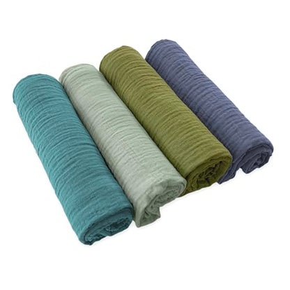 SwaddleDesigns Cotton Muslin Swaddle Blankets for Baby Boy & Baby Girl, Set of 4, Neutral Receiving Blankets for Newborn, Baby Registry & Gift, 46x46 inches, Cascadia - color: Cascadia