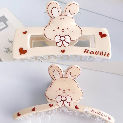 2pc Easter Rabbit Hair Claw Clip for Women Girls, Big Acrylic Bunny Banana Barrettes,Her Spring Hair Decor Accessories for Easter Holiday Celebrations - color: Clown H