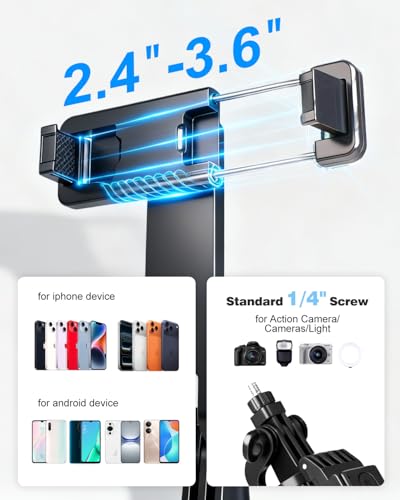 71" Phone Tripod Selfie Stick for iPhone/Android/Camera, Cell Phone Tripod Stand with Wireless Remote Control, Extendable Phone Mount 360° Rotation - style: 4-Feet Tripod