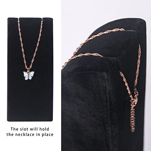 3Pcs/Set Necklace Holder Organizer Velvet Jewelry Display Stand For Selling Pandent Chain Necklace Rack for Show (Black Velvet) - color: Black Velvet