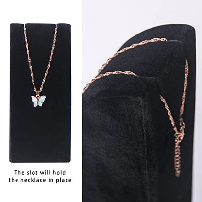 3Pcs/Set Necklace Holder Organizer Velvet Jewelry Display Stand For Selling Pandent Chain Necklace Rack for Show (Black Velvet) - color: Black Velvet