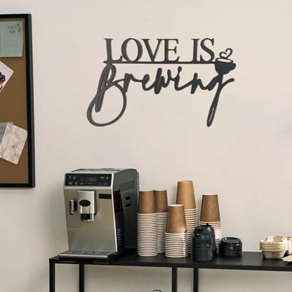 Love Is Brewing Wall Sign, for Wedding Bridal Shower Engagement Photography Background Fall in Love Bride Coffee Bar Party Supply for Coffee Lovers Wedding Shower Photo Props