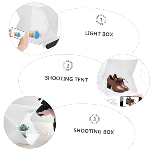 Portable Photography Light Tent Kit 20cm Mini Folding Photo Light Box with Dual LED Strips and 4 Color Backdrops for Product and Jewelry Shooting