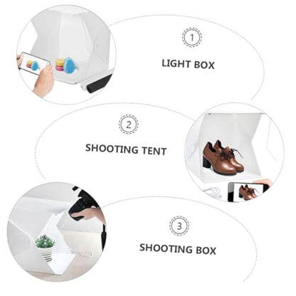 Portable Photography Light Tent Kit 20cm Mini Folding Photo Light Box with Dual LED Strips and 4 Color Backdrops for Product and Jewelry Shooting