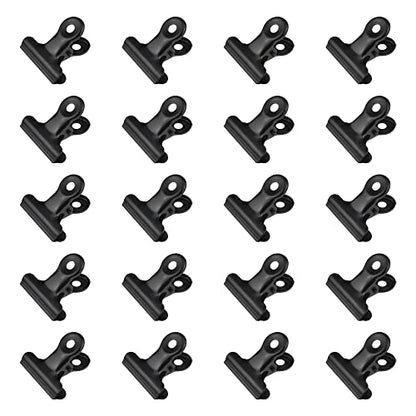 HAHIYO 1.25inch Black Bulldog Clips Metal File Hinge Binder Clips Clamps Save Space Strong Spring Jaws Rock Solid Grip Book Lay Flat Deburred Edge for Hang Photos Wall Grid Dog Food 20PCS - size: Black-1.25in-20P