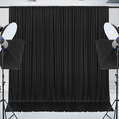 ESGOTBME 10x7ft Wrinkle Free Black Backdrop Curtain for Parties Soft Fabric Drapes Wedding Black Curtain Backdrop for Birthday Party Decorations Background for Photography 5x7ft, 2 Panels