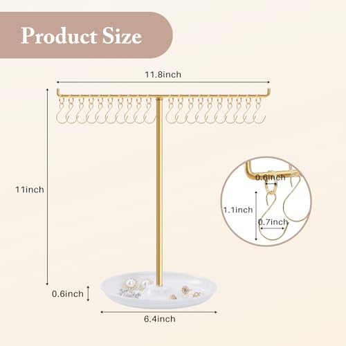 OAOLEER Bracelet Holder Display, Gold Jewelry Holder with 20 Movable Hooks Bracelet Stand Organizer, Jewelry Display Stand for Necklaces Bangles - size: 1 Tier