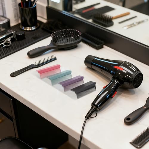 4pcs Comb Attachment for Flat Iron, Clip On Removable Hair Straightener Comb, Compact Straightening Hair Styling Tool for Women Men