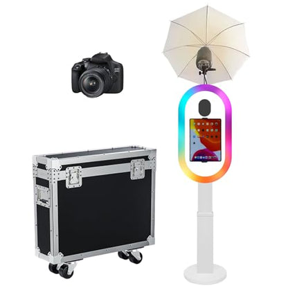 Soft-Light Umbrella Photo Booth Shell Compatible with iPad Tablet 10.2''-13'' Selfie Protable iPad Photo Booth Machine with Flight Case for Parties Wedding (White, Machine+Camera) - color: White, size: Machine+Camera