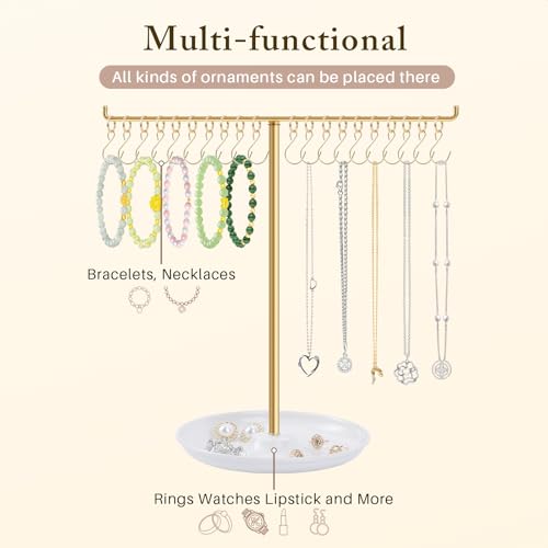 OAOLEER Bracelet Holder Display, Gold Jewelry Holder with 20 Movable Hooks Bracelet Stand Organizer, Jewelry Display Stand for Necklaces Bangles - size: 1 Tier
