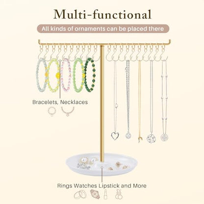 OAOLEER Bracelet Holder Display, Gold Jewelry Holder with 20 Movable Hooks Bracelet Stand Organizer, Jewelry Display Stand for Necklaces Bangles - size: 1 Tier
