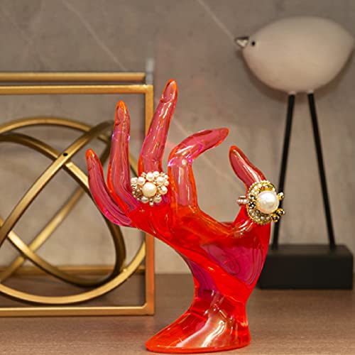 HOMEGOAL Hand Jewelry Holder, Bracelet Ring Watch Jewelry Display Holder Stand, Mannequin Hand, Polyresin, 7 Inch (Rose Red) - color: Rose Red