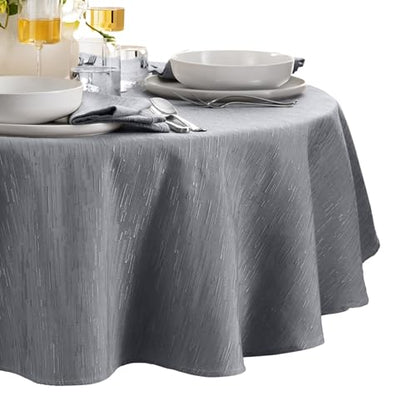 Elrene Home Fashions Continental Solid Texture Water, Stain & Wrinkle Resistant Tablecloth, 70" Round, Gray - color: Grey, size: 70" (Round)