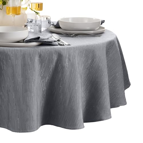 Elrene Home Fashions Continental Solid Texture Water, Stain & Wrinkle Resistant Tablecloth, 70" Round, Gray - color: Grey, size: 70" (Round)