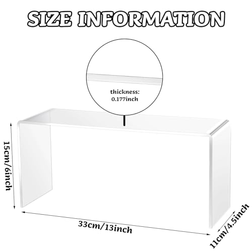 Soaoo 4 Pcs Large Acrylic Riser Display Stands Clear Shelf Riser Jewelry Stand Retail Desktop Display for Show Decor Cupcake, Collectibles Figures, Organize, Decor(13 x 4.5 x 6 Inches) - size: 13 x 4.5 x 6 Inches