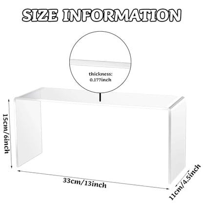 Soaoo 4 Pcs Large Acrylic Riser Display Stands Clear Shelf Riser Jewelry Stand Retail Desktop Display for Show Decor Cupcake, Collectibles Figures, Organize, Decor(13 x 4.5 x 6 Inches) - size: 13 x 4.5 x 6 Inches