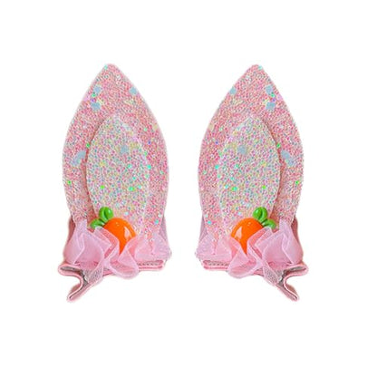 Baby Girls Carrot Hair Clips Pin Easter Bunny HairClips Carrot Hair Barrettes Pin JHE27 (Pink Ear) - color: Pink Ear