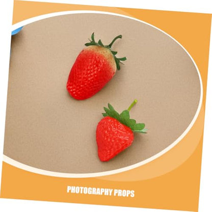 GANAZONO 30pcs Realistic Plastic Fake Strawberries, Artificial Red Berries Set with Small and Large Sizes, Lifelike Faux Fruit for Home Kitchen Party Decoration and Photography Props