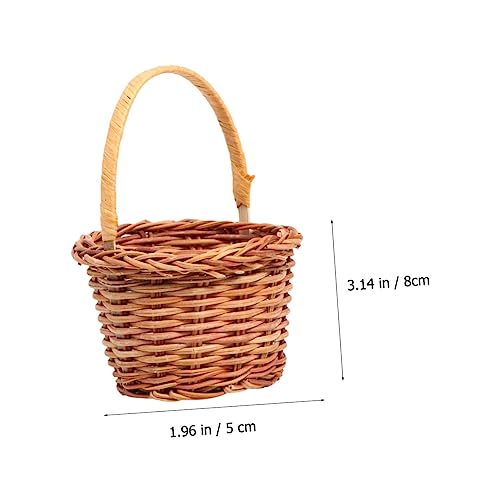 Alipis 1pc Mini Handwoven Decorative Basket Light Brown Easter Activity Prop Desktop Decoration for Home School for Events and Photo Styling - size: 8.00X8.00X5.00CM