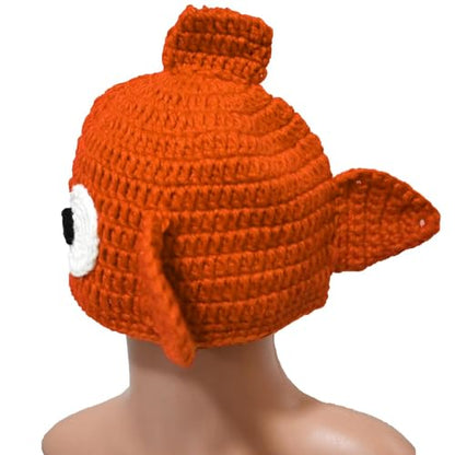 Handmade Knitted Cute Little Goldfish Beanie Crochet Hat Photography Prop Cap - size: Small