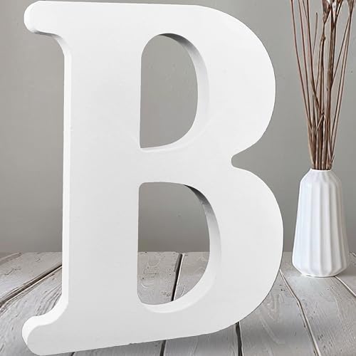 AOCEAN 12 Inch White Big Wood Letters Unfinished Wooden Letters for Wall Decor Decorative Standing Letters Slices Sign Board Decoration for Craft Home Party Projects (B) - color: B