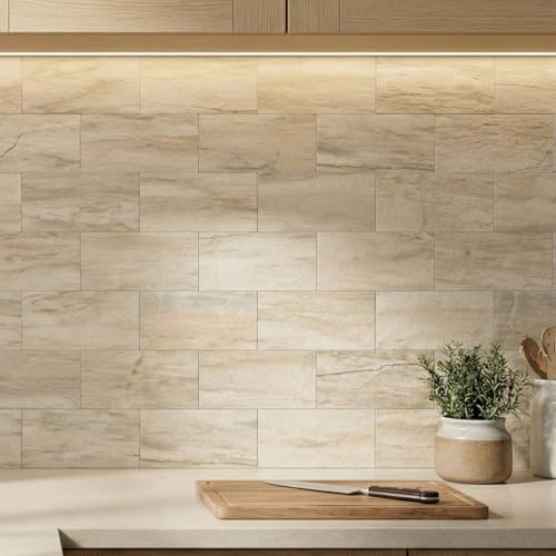 10 Sheets Warm Beige PVC Subway Tiles Peel and Stick Backsplash,12''Heat Resistant Stick on Tiles for Kitchen,Waterproof Peel and Stick Wall Tiles for Bathrrom - color: Warm Beige Stone