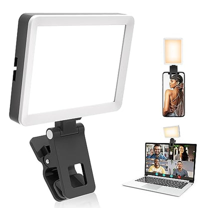 UBeesize Selfie Light with Memory Function, Rechargeable Phone Light for Pictures, iPhone, iPad, Laptop, Monitor, Clip-on Video Light with 3 Light Modes for Live Stream, TikTok, Zoom Calls, Makeup - style: Square Light-1