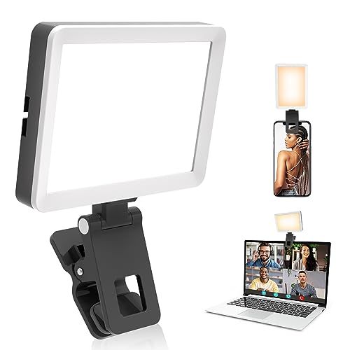 UBeesize Selfie Light with Memory Function, Rechargeable Phone Light for Pictures, iPhone, iPad, Laptop, Monitor, Clip-on Video Light with 3 Light Modes for Live Stream, TikTok, Zoom Calls, Makeup - style: Square Light-1