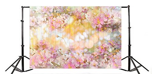 AOFOTO 8x6ft Sweet Flowers Backdrop Spring Hazy Wooden Wall Photography Background Girl Adult Kid Infant Baby Artistic Portrait Floral Wood Board Photo Shoot Studio Props Video Drop Vinyl Wallpaper - size: 8x6ft