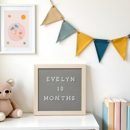 Pearhead Felt Wooden Letterboard Set - Ideal Photo Sharing Prop for Baby Announcements, Milestone Keepsake, Custom Message Board and Shower Gift - Includes 188 Letters, Numbers, and Symbols - 10" x 10" Gray - color: Gray Felt Letterboard