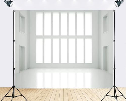 Trykid 8x6ft Bright White Empty Room Backdrop Minimalist Studio Atmosphere Photography Background Modern Art Gallery Clean Event Backdrop Party Decoration Photo Booth Prop Fabric - size: 8x6ft
