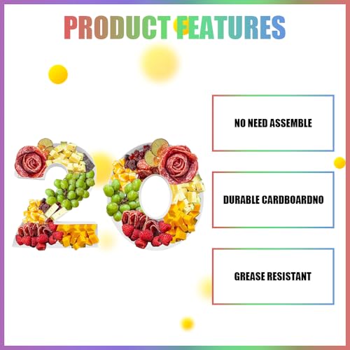 Charcuterie Cardboard Number Fillable Shaped Treat Decorative Box Anniversary Birthday Table Centerpiece (20 Style, 9inch) - size: 9inch, style: 20 Style