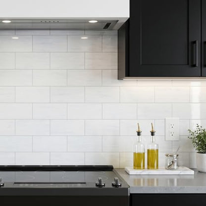 20 Sheets Glossy Dolomite PVC Subway Tiles Peel and Stick Backsplash,12''Heat Resistant Stick on Tiles for Kitchen,Waterproof Peel and Stick Wall Tiles for Bathrrom - color: Glossy Dolomite White
