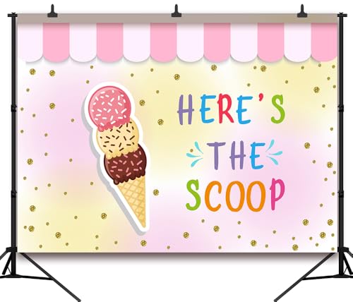 7x5Ft Ice Cream Backdrop Here's The Scoop Summer Sweet Happy Birthday Party Decorations for Girls Ice Cream Photography Background for Photo Studio Props - color: Ice cream Backdrop 4