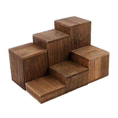 MOOCA Wooden 6 Pcs Square Risers for Display Jewelry and Accessories Display Stand Wooden Risers For Jewelry Figurine, Brown - color: Brown