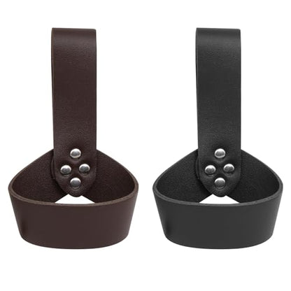 2Pcs Medieval Renaissance Belt, Leather Sword Holster Sword Holder Sheath Scabbard Belt for Adult Men Cosplay Props Knight Frog Case, Black