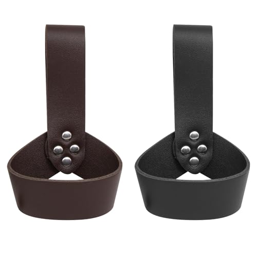 2Pcs Medieval Renaissance Belt, Leather Sword Holster Sword Holder Sheath Scabbard Belt for Adult Men Cosplay Props Knight Frog Case, Black