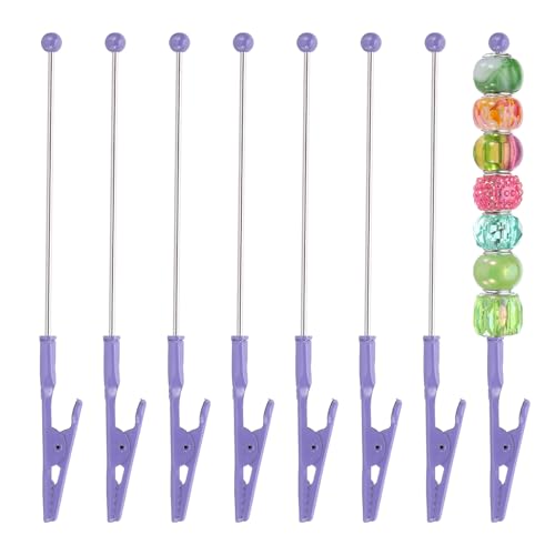 PATIKIL Long-Tailed Alligator Clamp, 8 Pcs 5.3 inch/135mm Metal Wire Alligator Clamp Beadable Alligator Photo Clips for Picture Note Menu Memo DIY Decor Crafts, Purple - color: Purple
