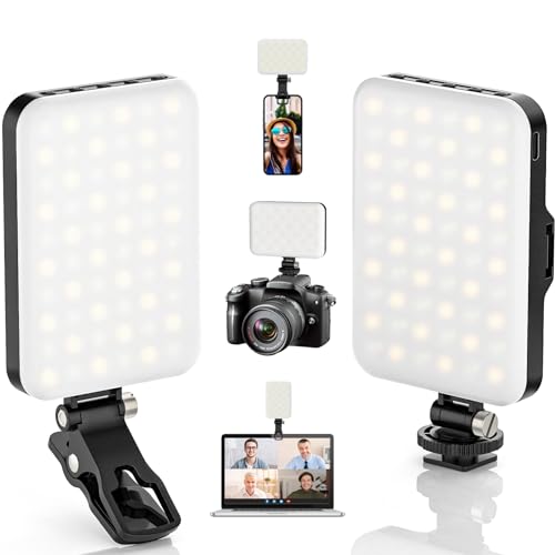 ALTSON 2-Pack 60 LED Selfie Light Portable Clip for Phone Fill Light Rechargeable 2200mAh Clip on Light, CRI 97+, 3 Light Modes Camera Lighting for Phone, iPhone, Webcam, TikTok, Photo, Makeup