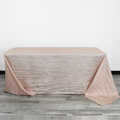 YOUR CHAIR COVERS - 90 x 132 inch Rectangular Crinkle Taffeta Tablecloth - Blush, Rectangle Table Linens for 6 ft Rectangular Tables, Wedding Crushed Table Cloth - color: Blush, size: 132" x 90" (Rectangular)