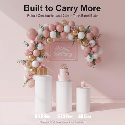 3PCS Round PVC Pedestal Stands, White Dessert Table Display Pillars, Wedding Party Art Decor Display Column for Patios, Corridors and Entrances (23.6-35.4in Round) - size: 23.6-35.4in Round