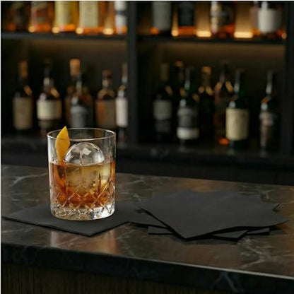 AH AMERICAN HOMESTEAD Cocktail Napkins-Disposable Beverage/Bar Napkins-Black Linen-Like Square Napkins-Eco-Friendly & Compostable-Everyday Use, Party or Wedding 4.75inch x 4.75inch (100 Count, Black) - color: Black, size: 4.75 x 4.75